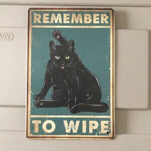 Black Cat 🐈‍⬛ Metal Bathroom Sign